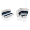 Wise 8WD100-1008 Deluxe Series 37" Pontoon Bench Seat Cushion Set (Base Required to Complete), White/Navy/Blue & 8WD110-204 Deluxe Series Pontoon Left Arm Rest, White