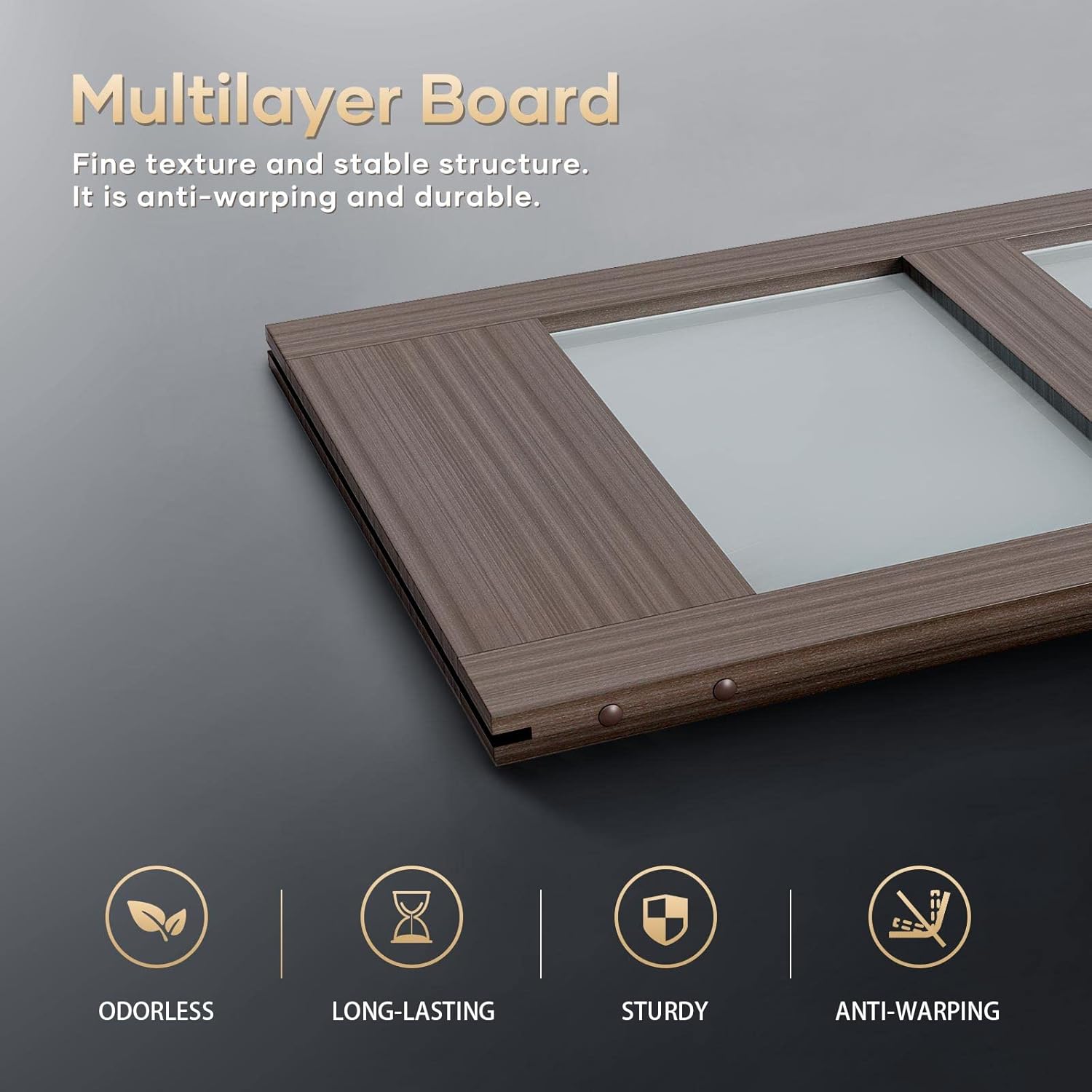 Glass Sliding Barn Door Slab with Hardware Kit, MDF Wood Panel, PVC Surface U32901