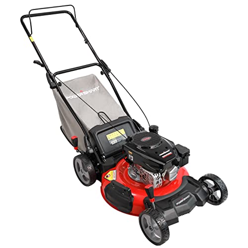 PowerSmart Gas Push Lawn Mower 21in. 144cc 4-Cycle Engine 3-in-1 Mulch, Bag, Side Discharge, 6-Position Height Adjustment