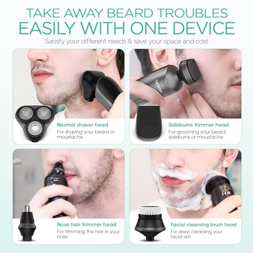 Electric Razor for Men Cordless Shaver with Nose and Ear Hair Trimmer T882731