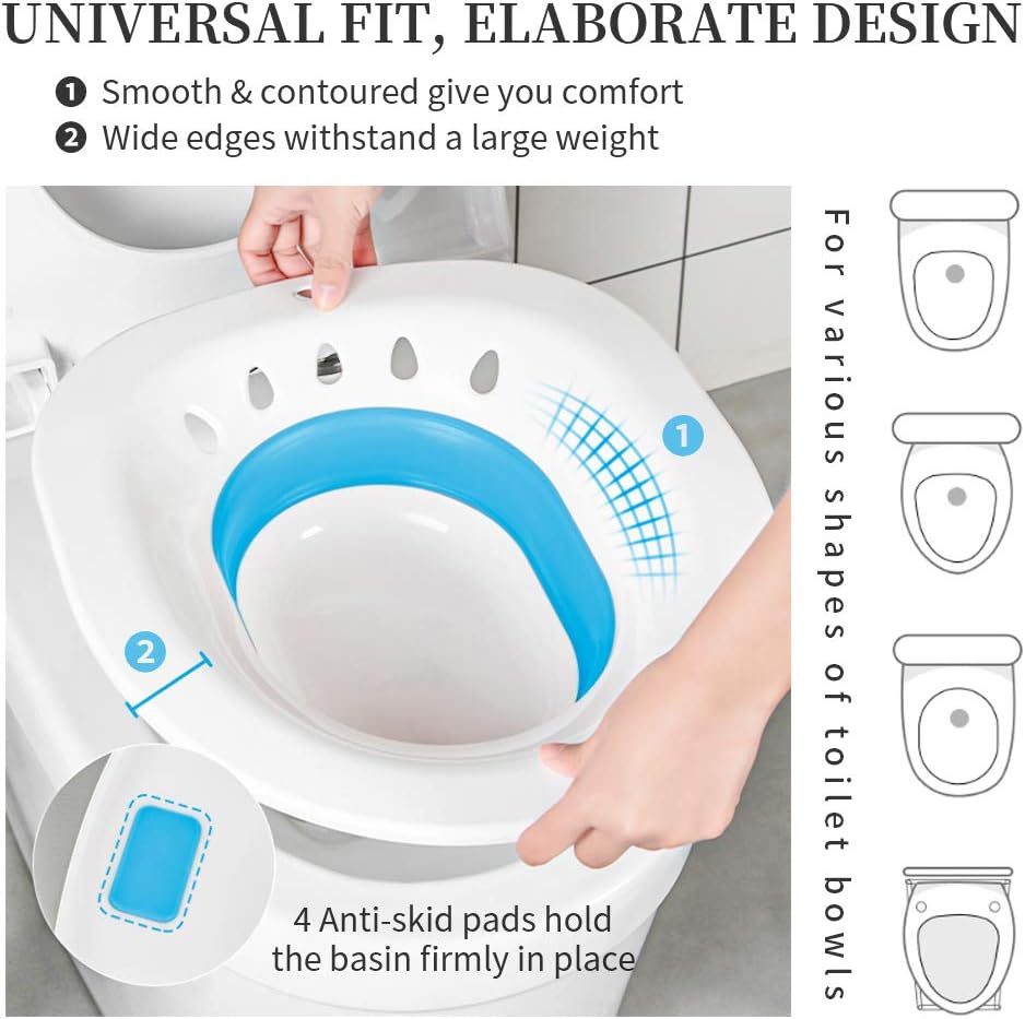 Sitz Bath for Toilet Postpartum Care, Foldable Perineal Soaking Basin U901