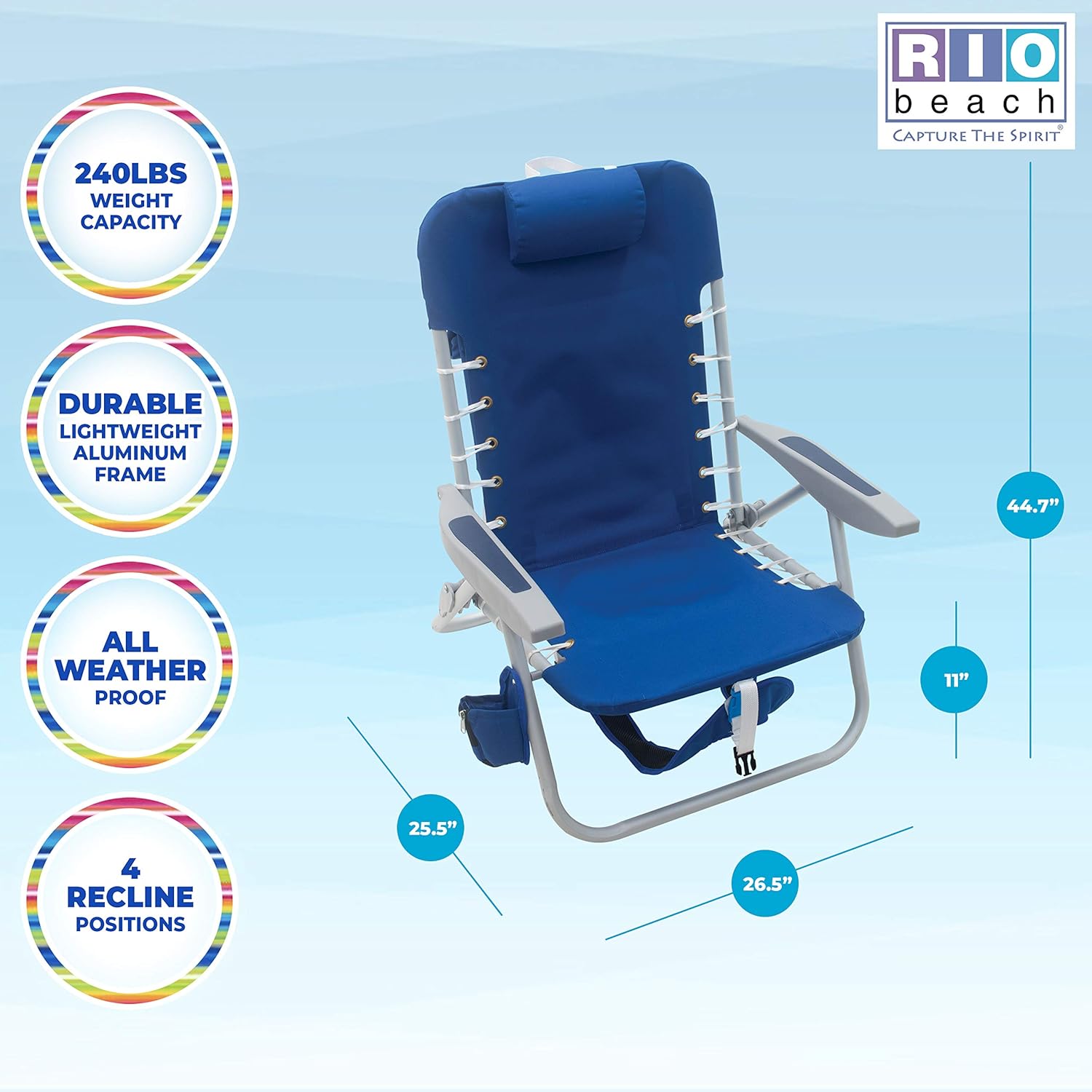 Backpack Beach Chair with 4-Position High Seat O679