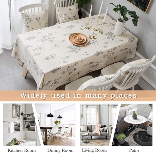 Round Tablecloth Cotton Linen Botanical Print for Dining Kitchen Picnic O697030