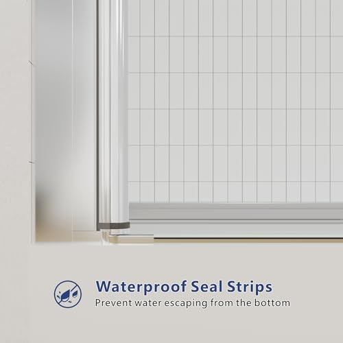 Semi Frameless Pivot Swing Shower Door, Clear Tempered Glass, Chrome Finish I97733