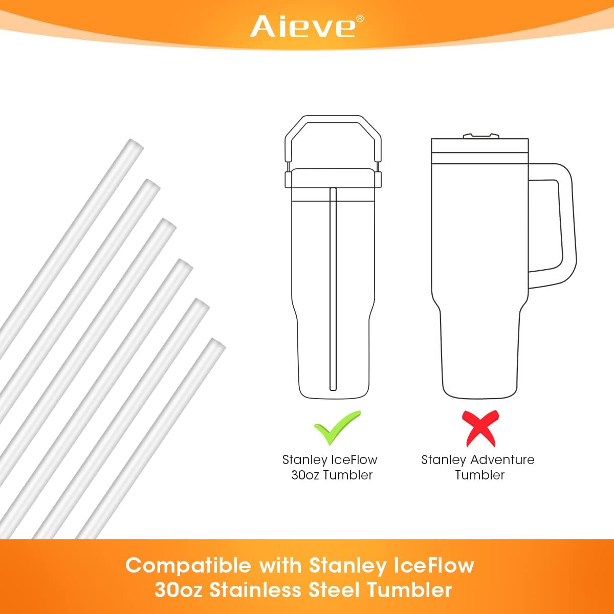 Straw Replacement for 30 oz Tumbler, 6 Pack H1273