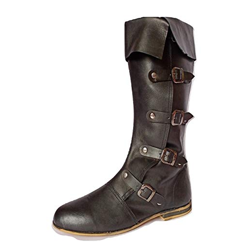 Medieval Leather Boots with 4 Buckles N718085