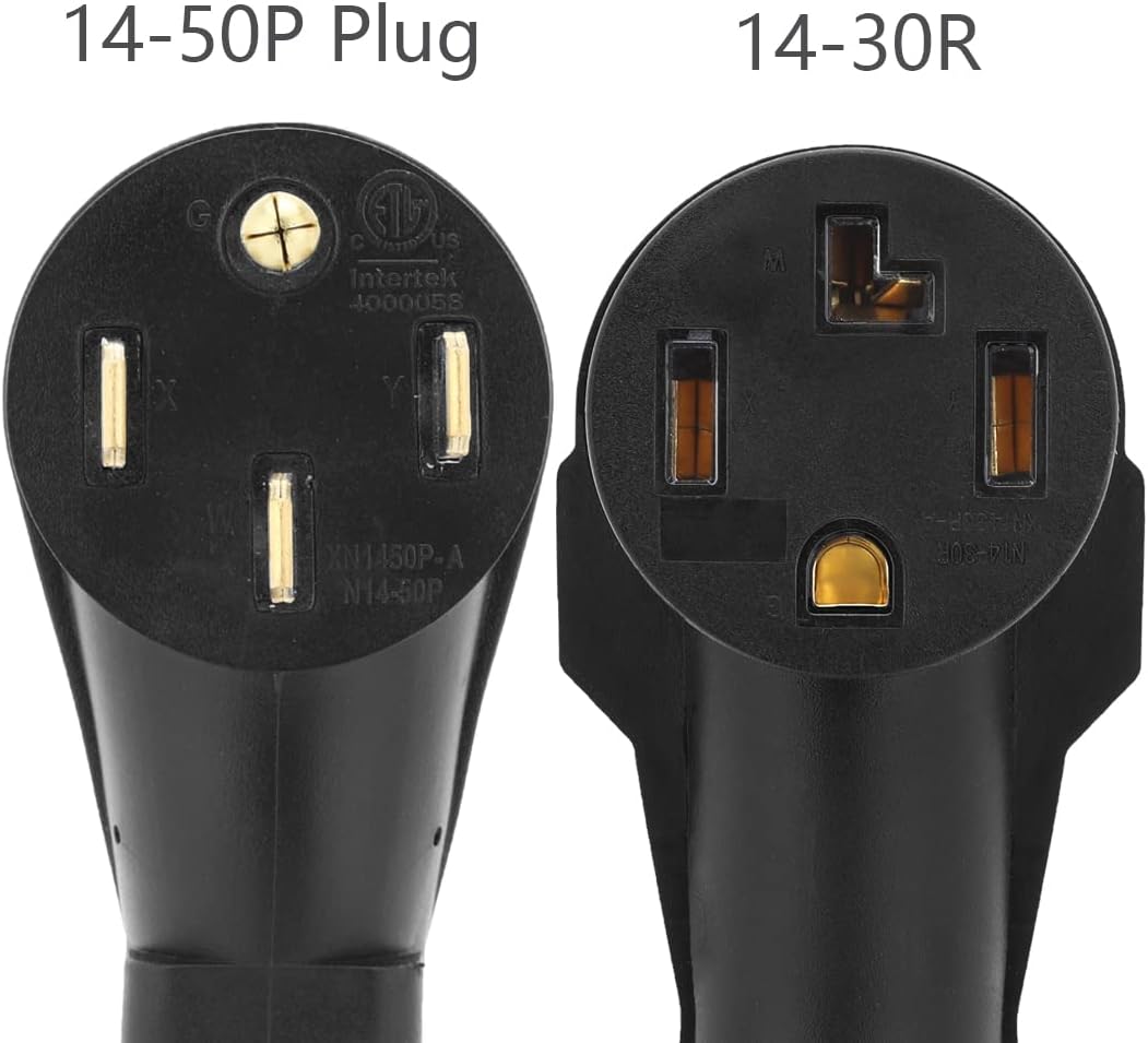 14-50P to 14-30R Adapter Cord, 50Amp to 30Amp Dryer Power Cable, 1 Foot B644531