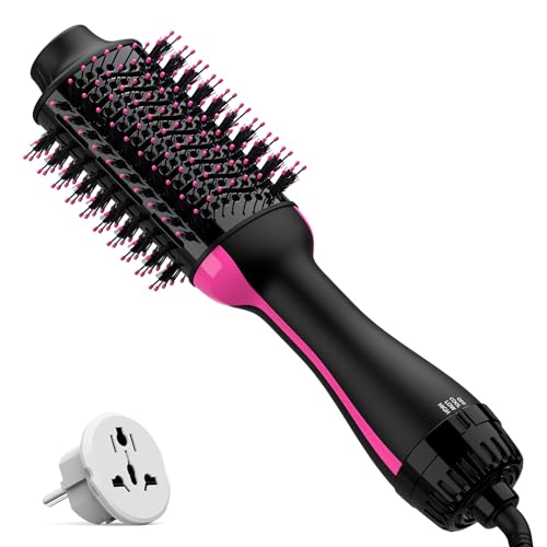 4 in 1 Hair Dryer Brush with Anti-Frizz Ceramic Titanium Barrel and Negative Ion - Volumizer, Straightener and Styler in One