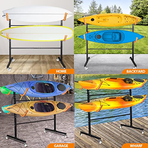 Freestanding Kayak Storage Rack for 2 or 4 Kayaks, Outdoor Heavy Duty Stand C900104