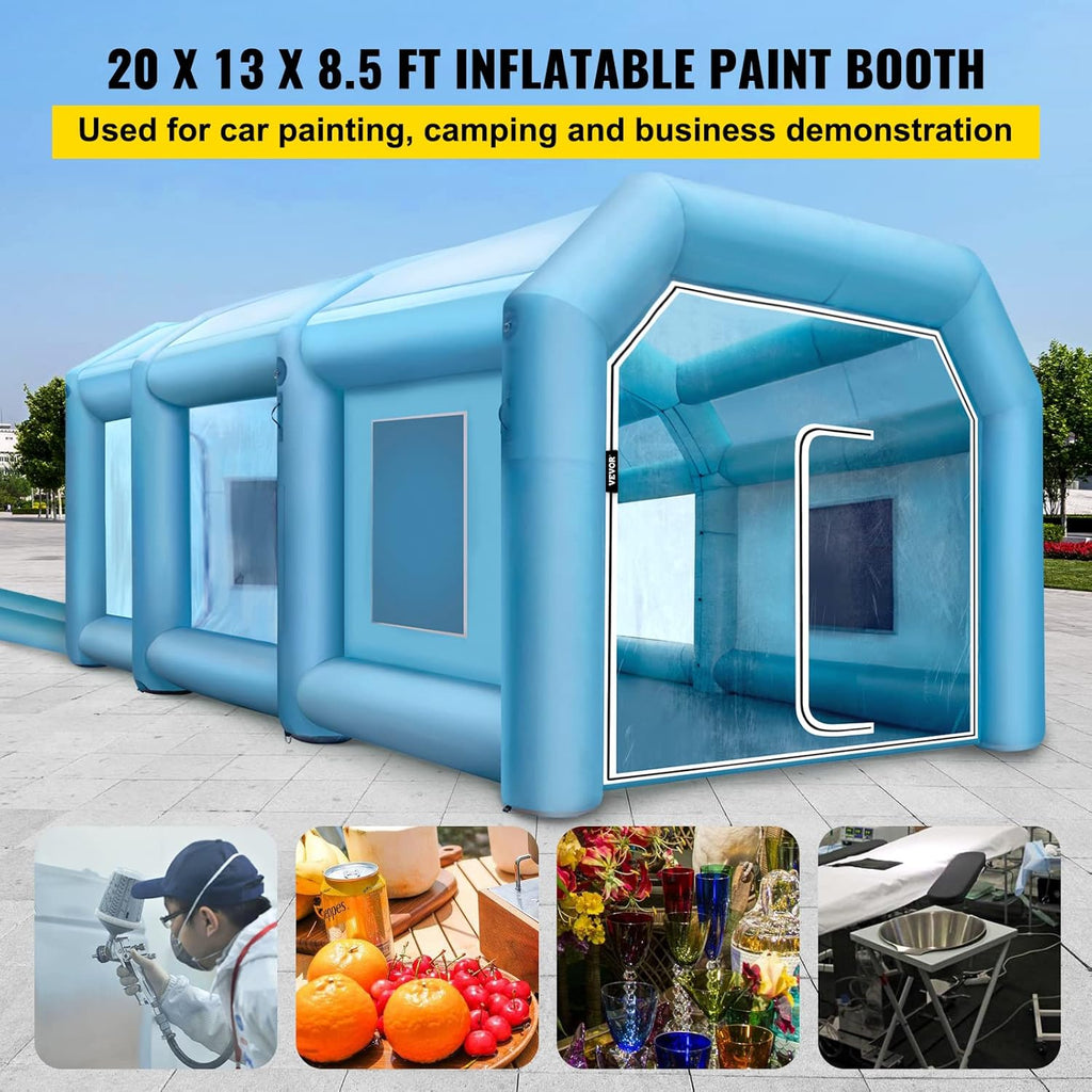 Inflatable Paint Booth 19.7 x 13.1 x 8.5 ft with Blowers and Air Filter System T1413