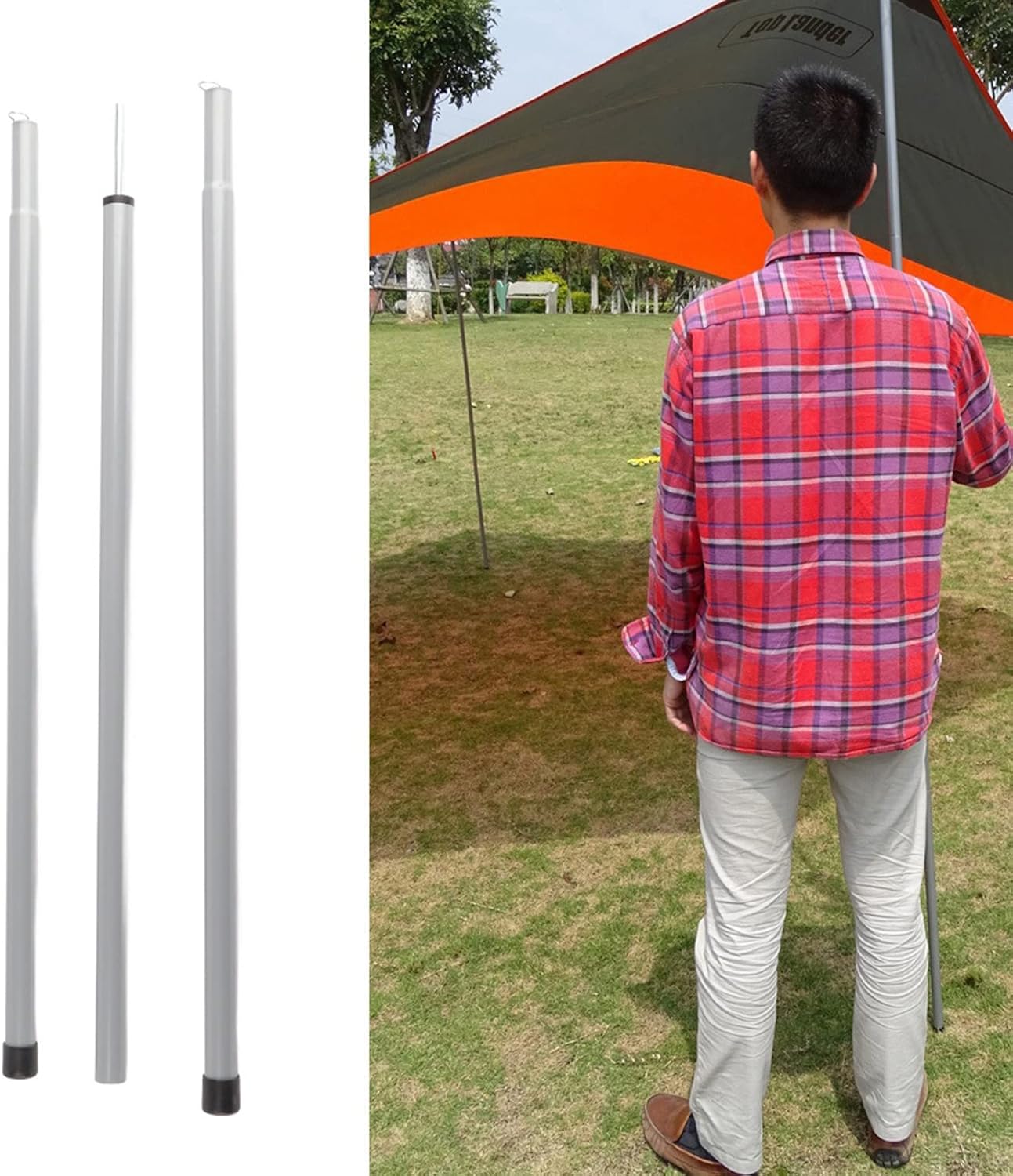 Telescoping Tarp Poles, Heavy Duty Adjustable Canopy Support Poles for Shelter B452963