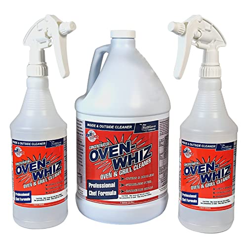 THE FRYOILSAVER COMPANY Oven Whiz Oven & Grill Cleaner Heavy Duty, Fast Acting Oven Cleaner, Stain Remover, Cleaning Supplies, Removes Grease, Carbon, Fat Deposits 1 Gallon (128 Oz.)