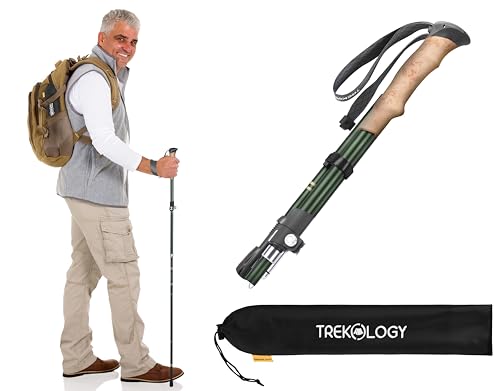 TREKOLOGY TREKZ SE Collapsible Trekking Pole (1pc) - Lightweight Walking Stick for Hiking and Trekking - Ideal for Men, Women, and Seniors