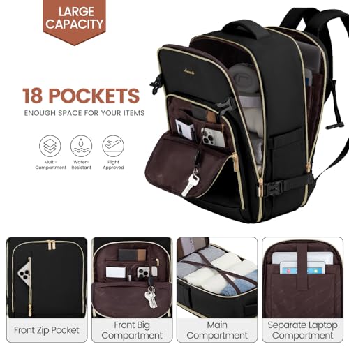 Travel Backpack with 3 Packing Cubes, Waterproof Carry-On Bag Y9727