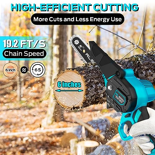 Cordless Mini Chainsaw 6 Inch with 2 Batteries and 3 Chains T395967