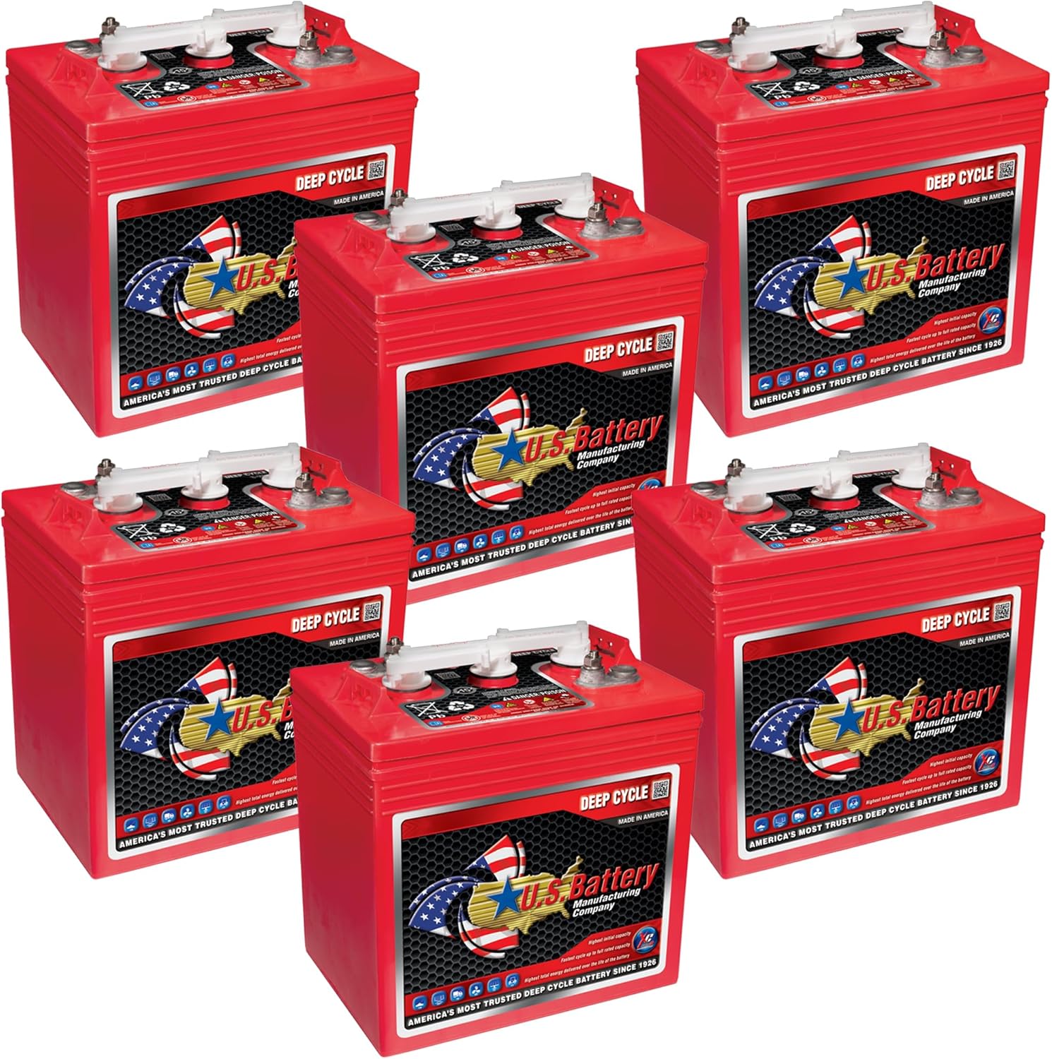 US Battery US125CS T-125 6V 240Ah Flooded Lead Acid GC2 Deep Cycle Battery x 6