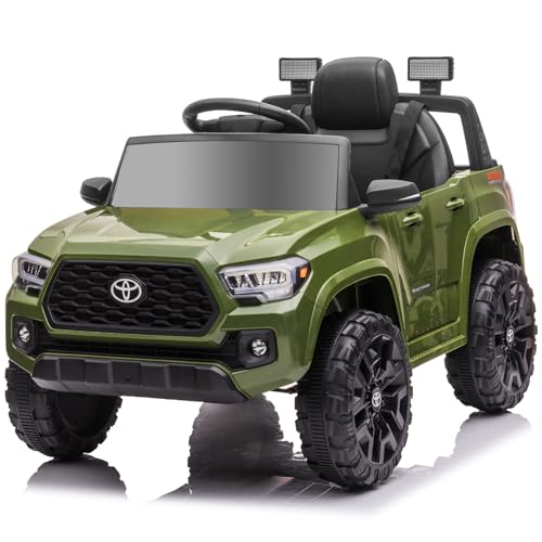 12V Kids Ride on Truck, Licensed Toyota Tacoma Battery Powered Motorized Electric Vehicle Car for Kids, with Remote Control, 3 Speeds, MP3, Horn, LED Lights, Suspension System, Black