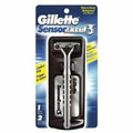 Gillette Sensor Excel Men's Razor + 3 Razor Blade Refills, Self-Adjusting Twin Razor Blades, Fit All Gillette Sensor Razors