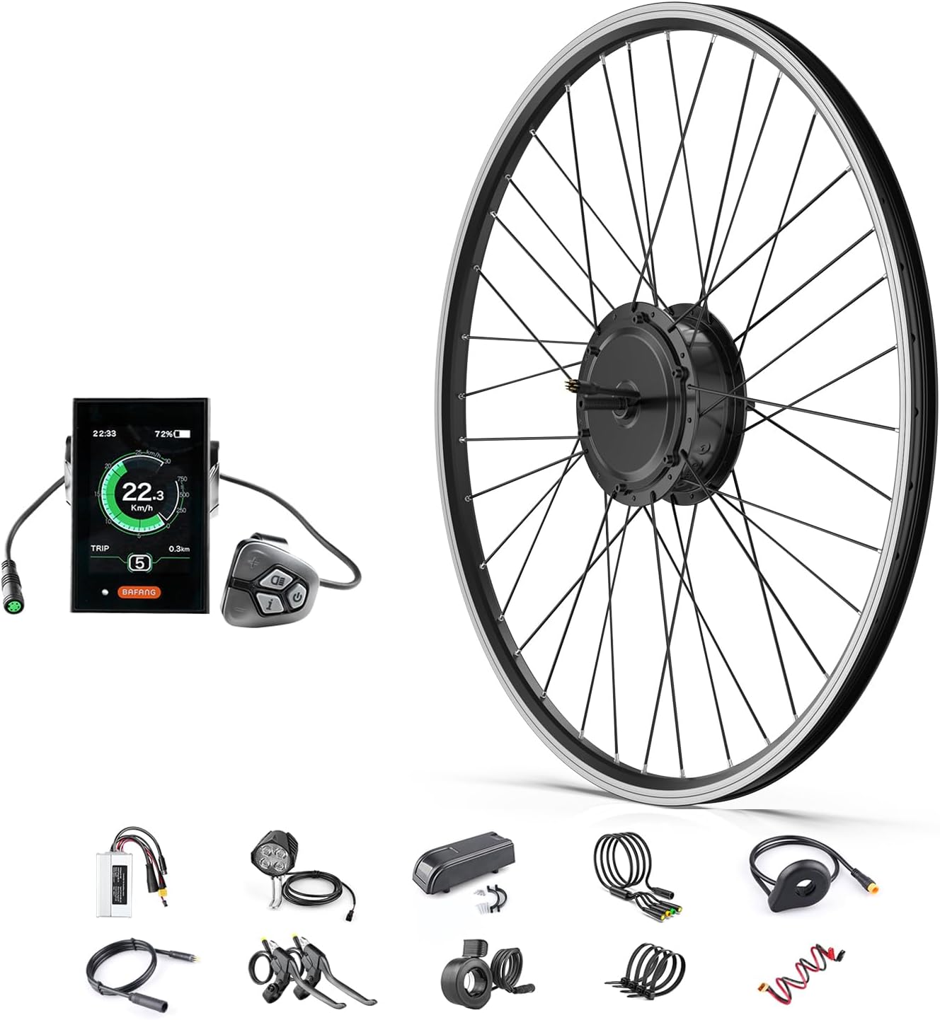 BAFANG 48V 500W Front Hub Motor Electric Bike Conversion Kit for 26 inch Wheel Drive Engine with 500C LCD Display Without Battery and Charger