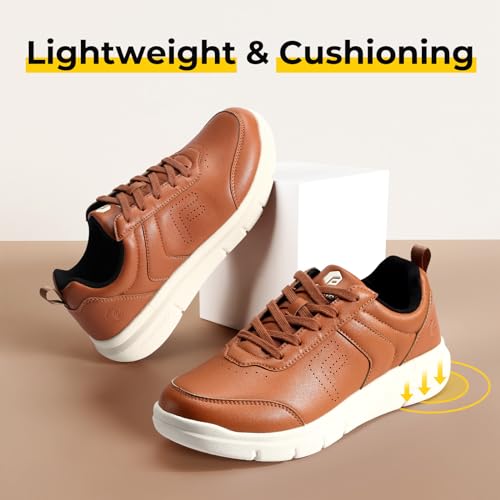 Men's Wide Dress Sneakers Comfortable Leather Walking Shoes P566287