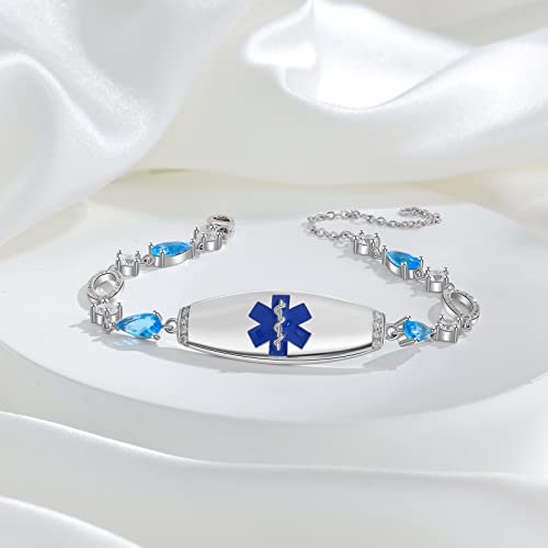 Silicone Medical ID Bracelet Adjustable Waterproof for Men Women E66524
