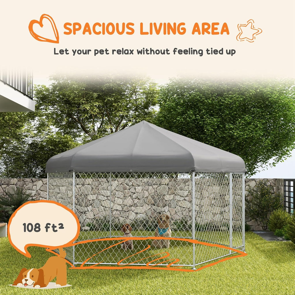 Outdoor Dog Kennel with Waterproof UV Resistant Roof for Medium and Large Dogs K5872