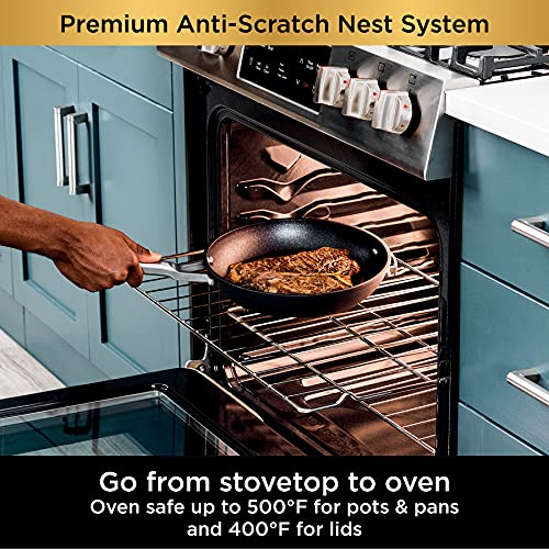 10 Piece Pots & Frying Pans Set with Glass Lids, Nonstick, Oven Safe to 500°F E2836