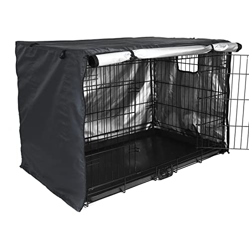Dog Crate Cover 36 Inch Double Door Waterproof with Air Vent Window L890