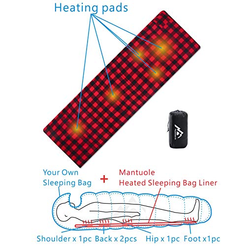 Heated Sleeping Bag Liner with 5 Heating Zones, USB Powered X98900