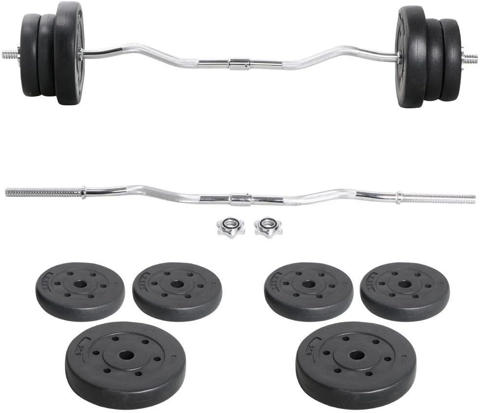 Topeakmart Curl Olympic Bar/Barbell Set Lifting Exercise Curl Bar Adjustable Olympic Plate Weight Sets Home Fitness Exercise Machines Squat Bar Weightlifting Equipment