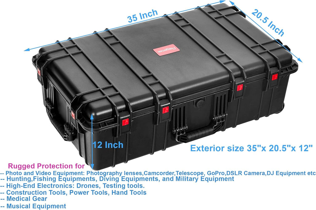 Waterproof Rolling Equipment Case with Foam, 35"x 20.5"x 12" R37170