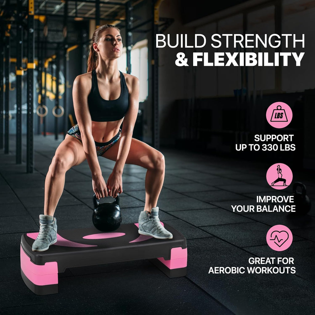 31-Inch Adjustable Workout Step Platform with Risers for Cardio and Strength Training V54186