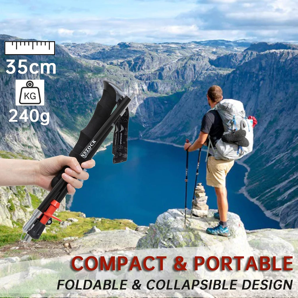 Carbon Fiber Trekking Poles Collapsible Hiking Walking Sticks Quick Lock E157291