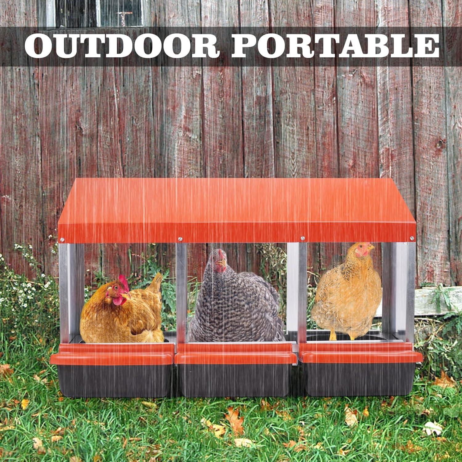 3 Compartment Metal Chicken Nesting Box with Lid Z414232