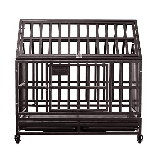 Dog Cage Crate Kennel Heavy Duty with Wheels for Large Dogs R240
