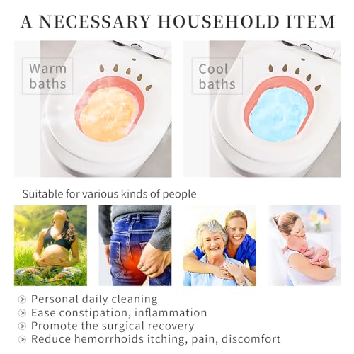 Sitz Bath for Toilet, Collapsible Perineal Soaking Basin with Flusher H7271
