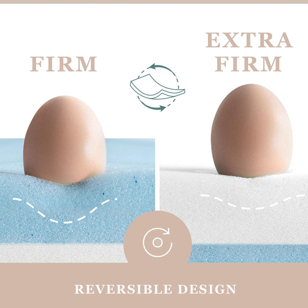 Firm Memory Foam Mattress Topper Twin Size, Cooling Gel Infused O235423