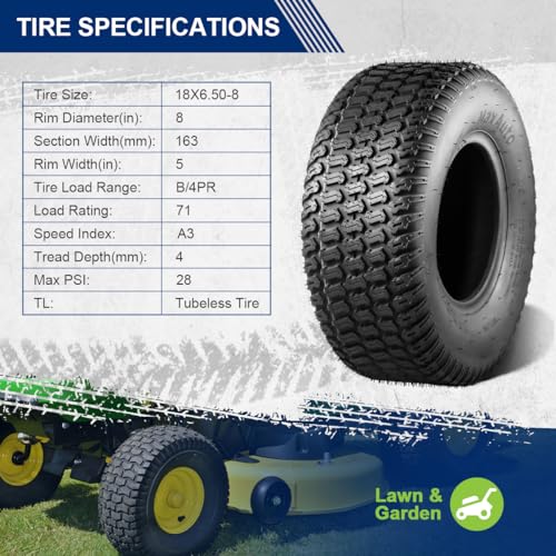 20x8-10 Turf Saver Tire, 4ply Tubeless Lawn & Garden Tire C773772