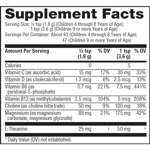 Magnesium Citrate + L-Theanine Powder Supplement, Unflavored, 12 oz. N205