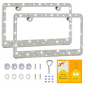 Bling License Plate Frame for Women,2 Pack Premium Stainless Steel Rhinestone License Plate Holder,Handmade Glitter Crystal Diamond Girl Lincense Plate Tag Cover,Bedazzled Sparkly-Black