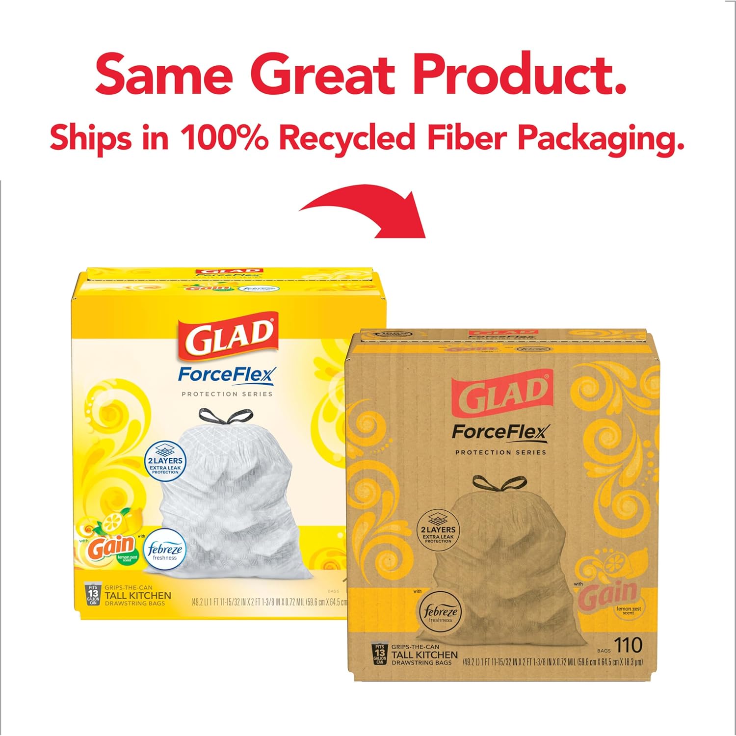 Tall Kitchen Drawstring Garbage Bags, 13 Gal, 110 Ct Q28498