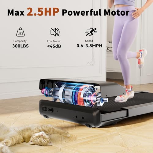 Under Desk Treadmill 2 in 1, Low Noise Portable Walking Pad with Remote Control C8765