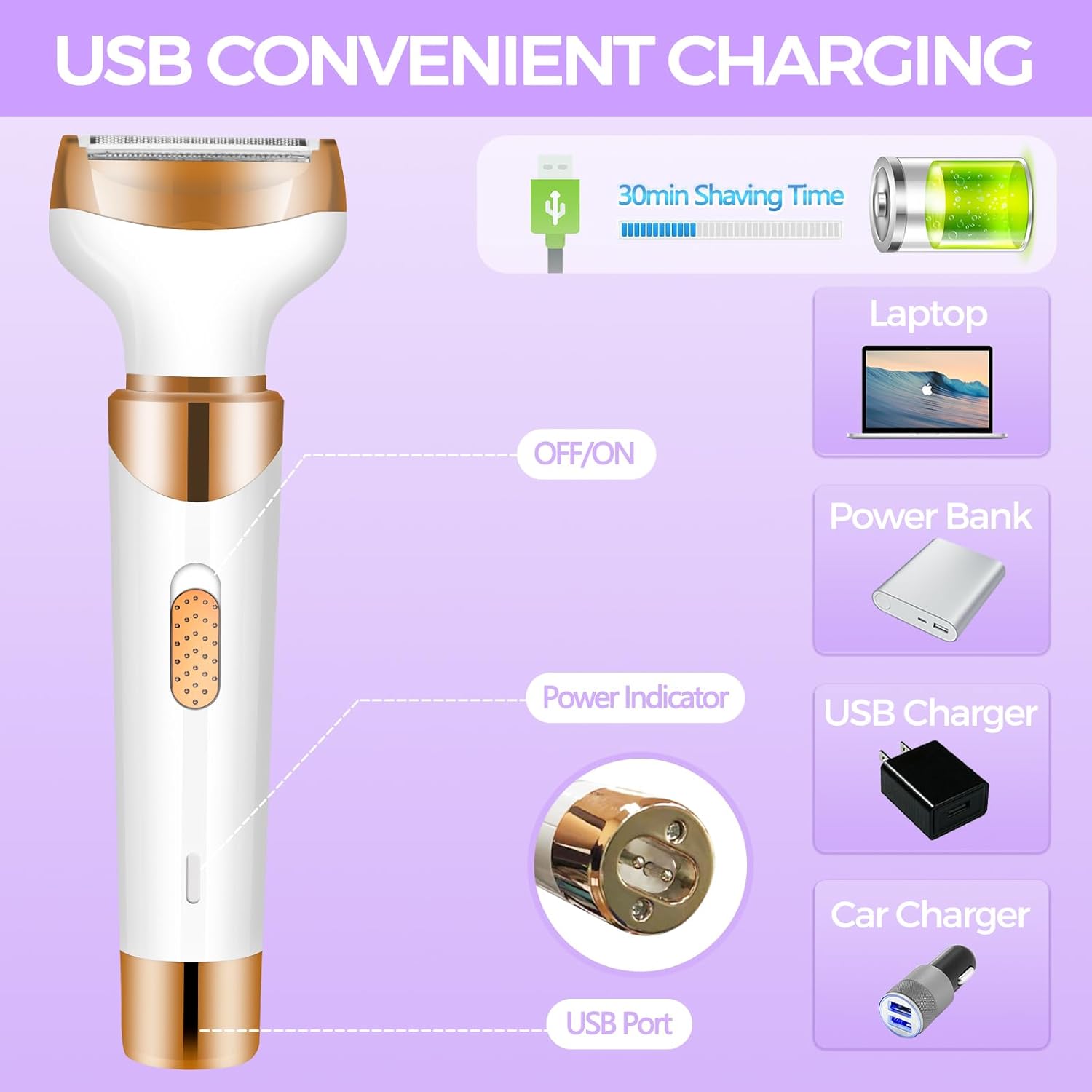 Rechargeable 4-in-1 Electric Razor for Women V761