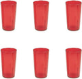 32 oz. (Ounce) Restaurant Tumbler Beverage Cup, Stackable Cups, Break-Resistant Commmerical Plastic, Set of 6- Red