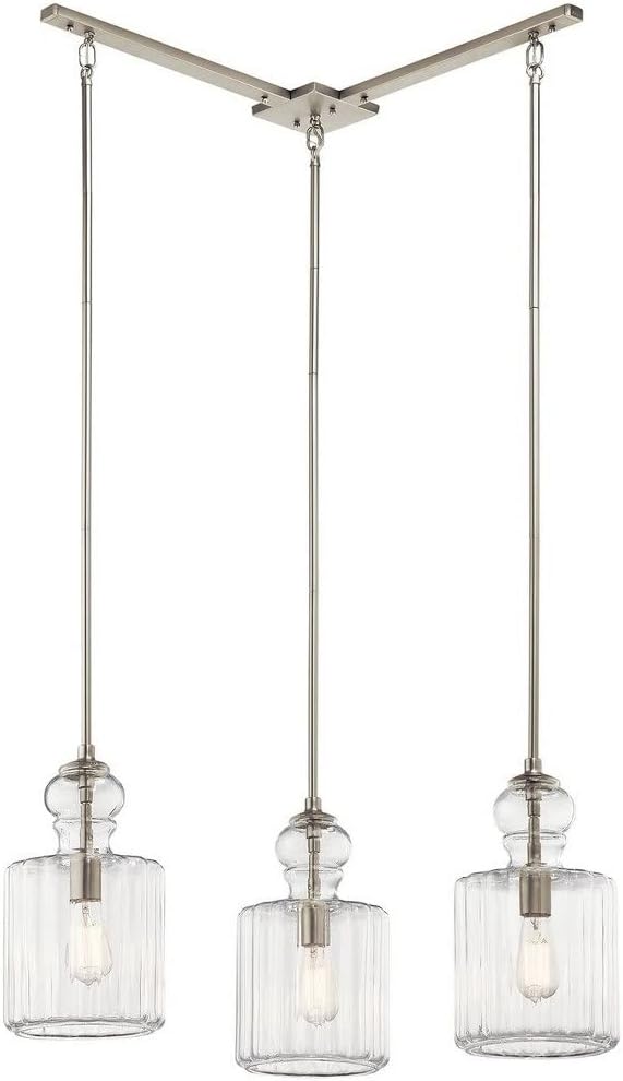 13.75" 1-Light Pendant with Clear Ribbed Glass T824169