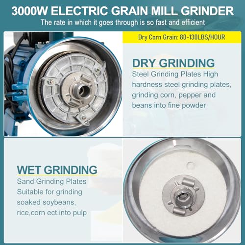 Electric Grain Mill Grinder for Wet and Dry Cereals, Heavy Duty Commercial Use M32232