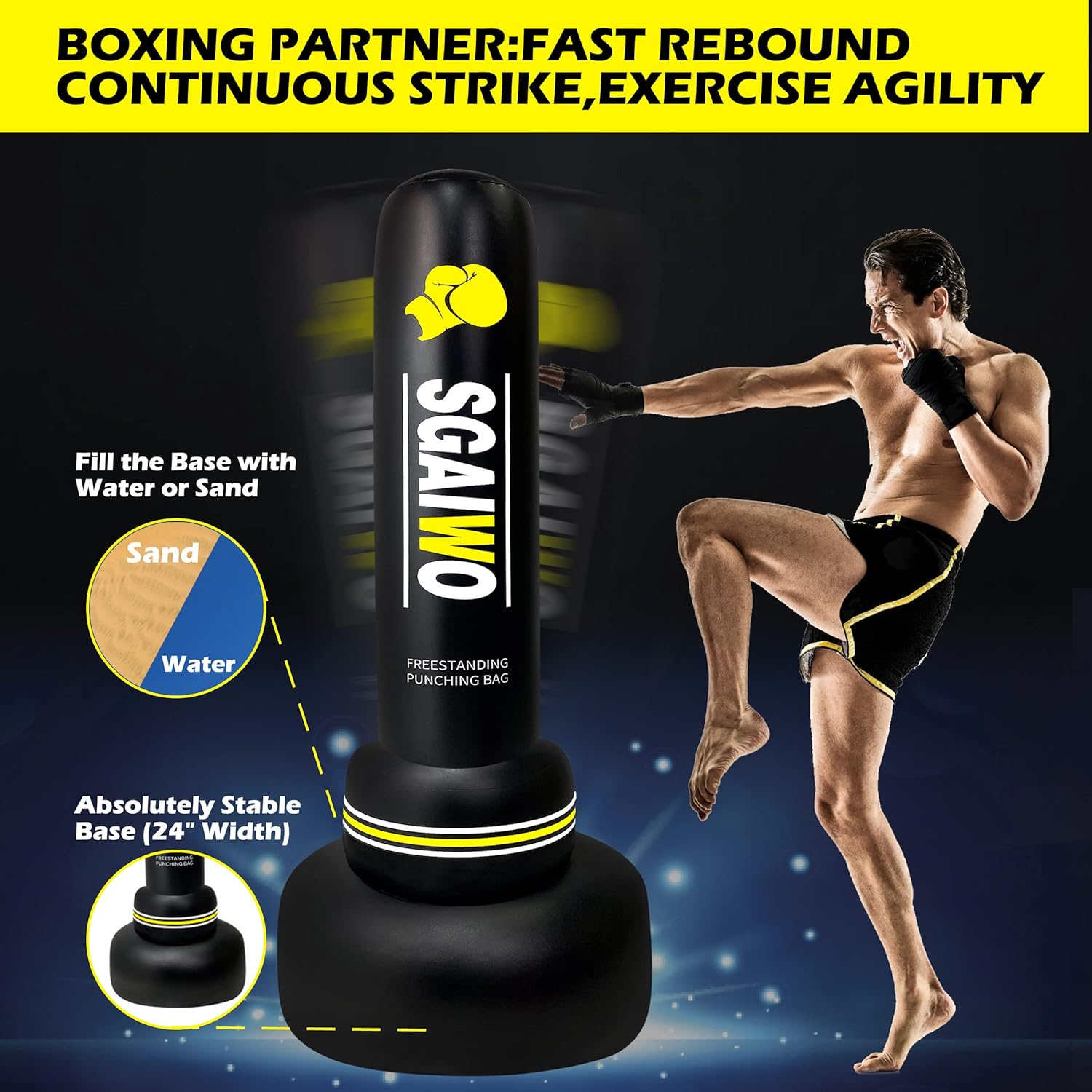 Freestanding Heavy Punching Bag with Stand for Adults MMA Training I167090
