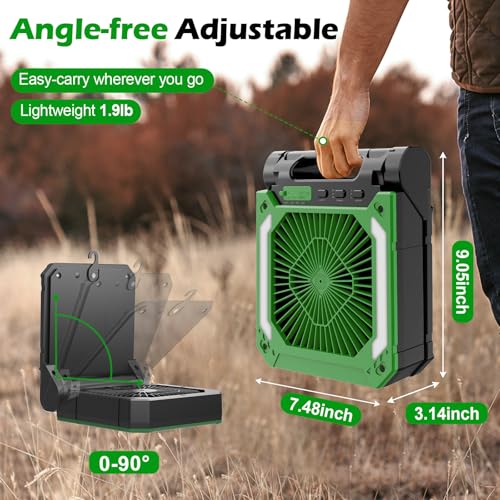 Solar Powered Camping Fan with LED Lantern, Rechargeable, 3 Speeds R48444