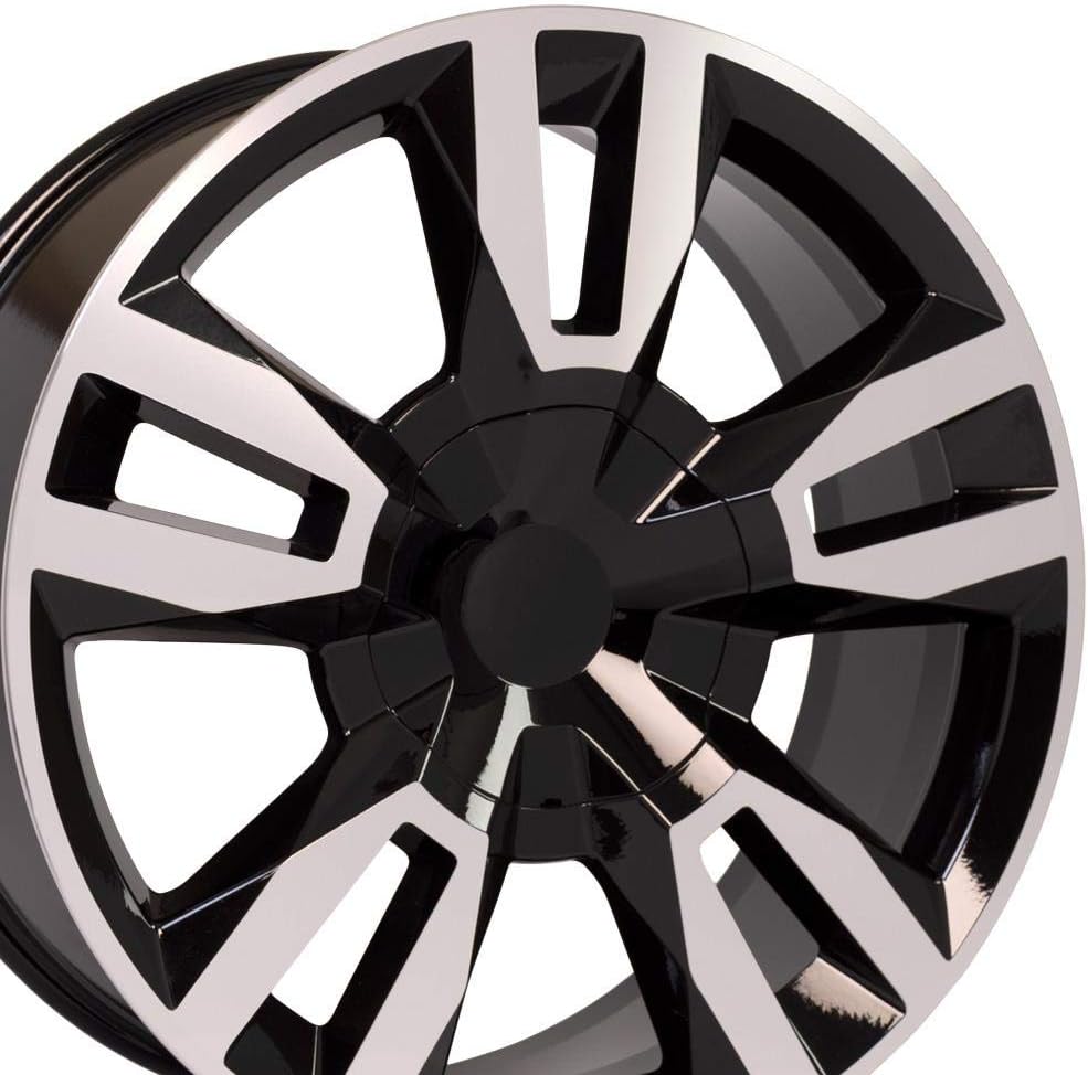 OE Wheels LLC 22 inch Rim Fits 6x139.7 Silverado Suburban Tahoe Sierra Yukon Escalade CV40 22x9 Black Machined Wheels Hollander: 5620