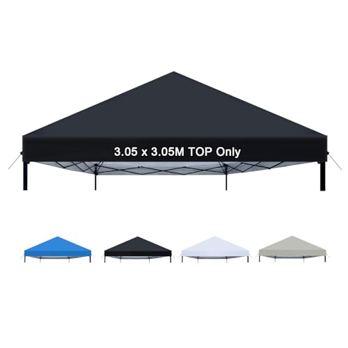 10×10 Canopy Replacement Top Only, Waterproof Pop Up Canopy Tent Top Roof Cover with Ropes, Instant Canopy Top Sunshade Sliver Coated for Outdoor Garden Patio Camping (White,120 Inchs)